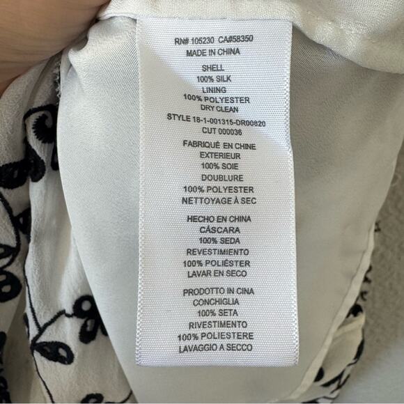 Joie Alpheus White & Black Floral Eyelet Ruffled Silk Dress Size Small - Picture 7 of 7